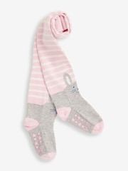 JoJo Maman Bébé Pink Girls Rabbit Ankle Cotton Rich Tights - Image 1 of 3