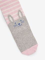 JoJo Maman Bébé Pink Girls Rabbit Ankle Cotton Rich Tights - Image 2 of 3
