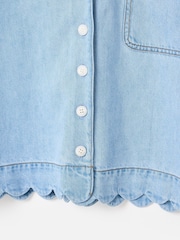 Oliver Bonas Blue Light Blue Denim Scalloped Short Sleeve Shirt - Image 8 of 8