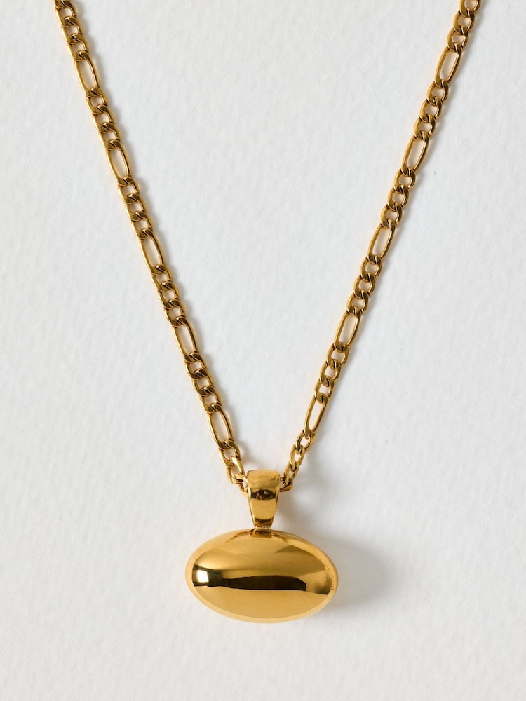 Oliver Bonas Gold Tone Tara Waterproof Oval Pendant Necklace - Image 2 of 4 Oliver Bonas Gold Tone Tara Waterproof Oval Pendant Necklace - Image 2 of 4