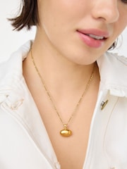 Oliver Bonas Gold Tone Tara Waterproof Oval Pendant Necklace - Image 4 of 4
