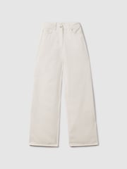 Reiss Cream Colorado Garment Dyed Wide Leg Trousers - Image 2 of 6