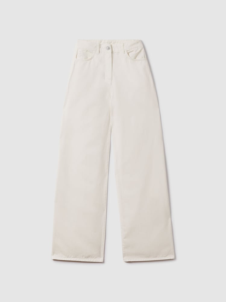 Reiss Cream Colorado Garment Dyed Wide Leg Trousers - Image 2 of 6