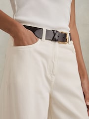 Reiss Cream Colorado Garment Dyed Wide Leg Trousers - Image 4 of 6