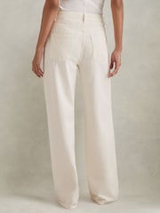 Reiss Cream Colorado Garment Dyed Wide Leg Trousers - Image 5 of 6