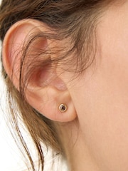 Oliver Bonas Brown Nina Brown Stone Gold Plated Stud Earrings - Image 3 of 3