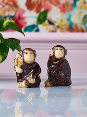 Clarke and Clarke Natural & Gold Monkey Business Salt & Pepper - Image 1 of 4