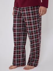 Loungeable Red Crew Neck Jersey Microfleece Long Top And Trousers Pyjama Set - Image 4 of 5
