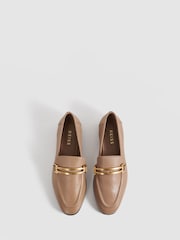 Reiss Nude Angela Leather Rounded Loafers - Image 3 of 5