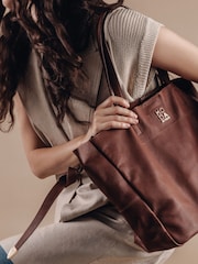 Moda in Pelle Natural Large Leather Tote - Image 1 of 5
