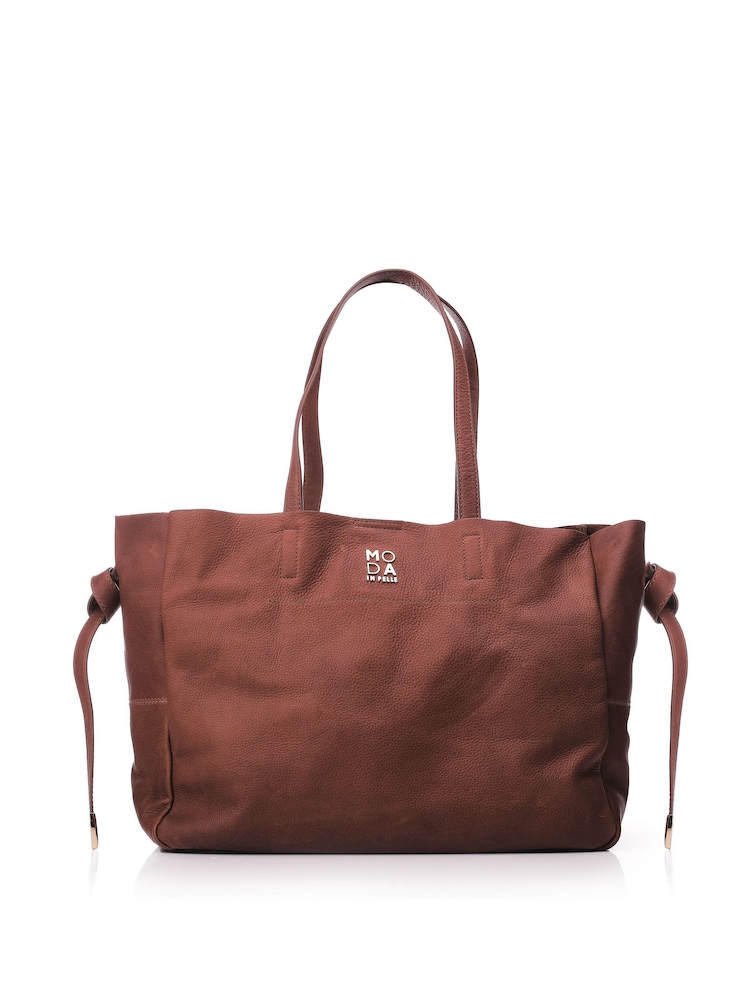 Moda in Pelle Natural Large Leather Tote - Image 2 of 5