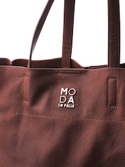 Moda in Pelle Natural Large Leather Tote - Image 5 of 5