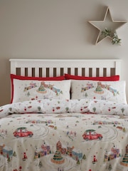 Catherine Lansfield Natural Christmas Town Reversible Duvet Cover Set - Image 1 of 4