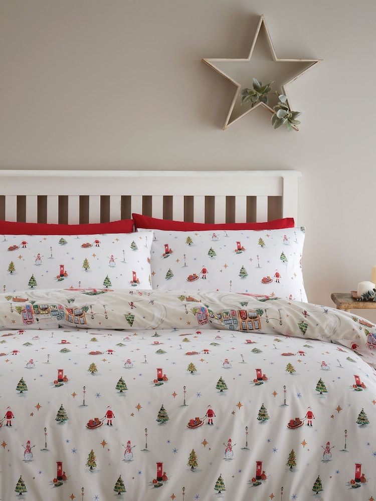 Catherine Lansfield Natural Christmas Town Reversible Duvet Cover Set - Image 2 of 4