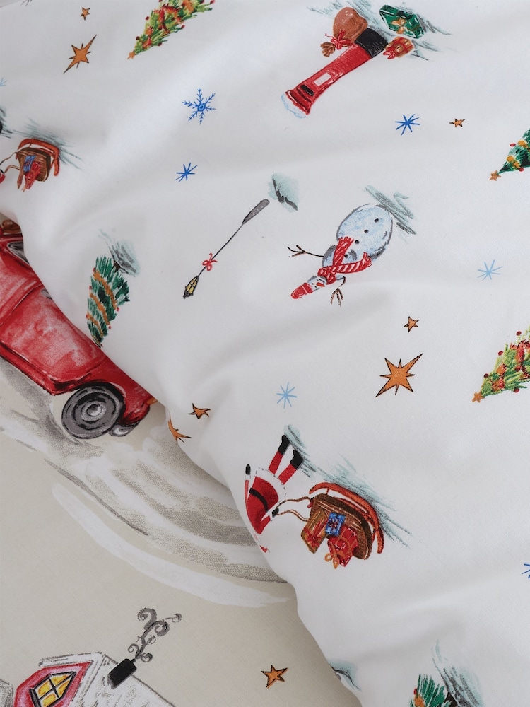 Catherine Lansfield Natural Christmas Town Reversible Duvet Cover Set - Image 4 of 4