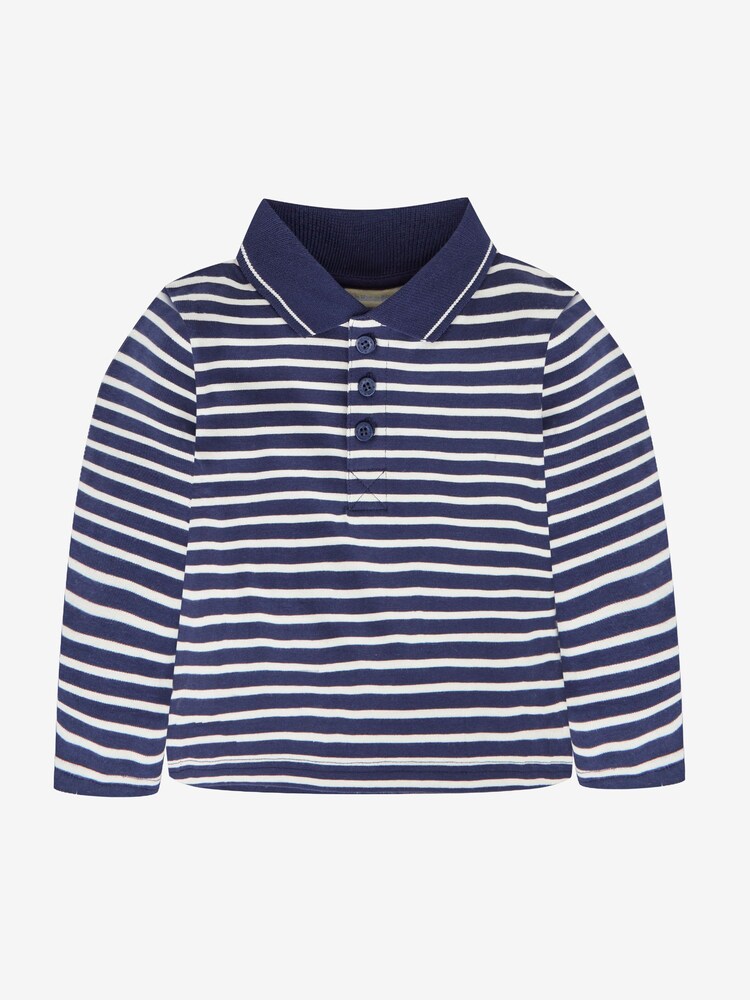 JoJo Maman Bébé Navy Blue & Stripe 2-Pack Polo Shirts - Image 2 of 5