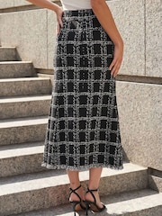 Roman Black Knit Tweed Midi Skirt - Image 3 of 4