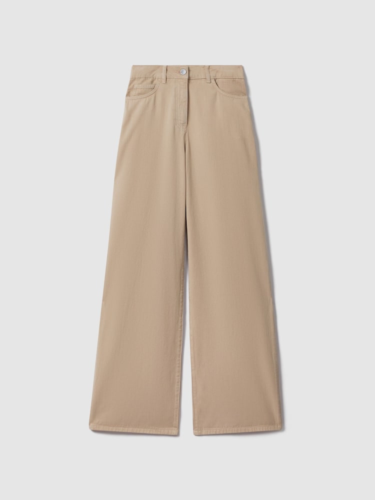 Reiss Light Camel Colorado Garment Dyed Wide Leg Trousers - Image 2 of 6