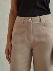 Reiss Light Camel Colorado Garment Dyed Wide Leg Trousers - Image 4 of 6