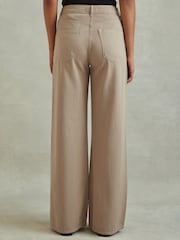 Reiss Light Camel Colorado Garment Dyed Wide Leg Trousers - Image 5 of 6