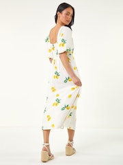 Roman White Petite Lemon Print Midi Dress - Image 3 of 5