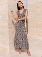 Roman Brown Rainbow Knit Midi Dress - Image 2 of 4