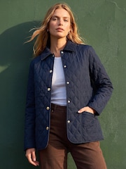 Roman Blue Quilted Collar Jacket - Image 1 of 4