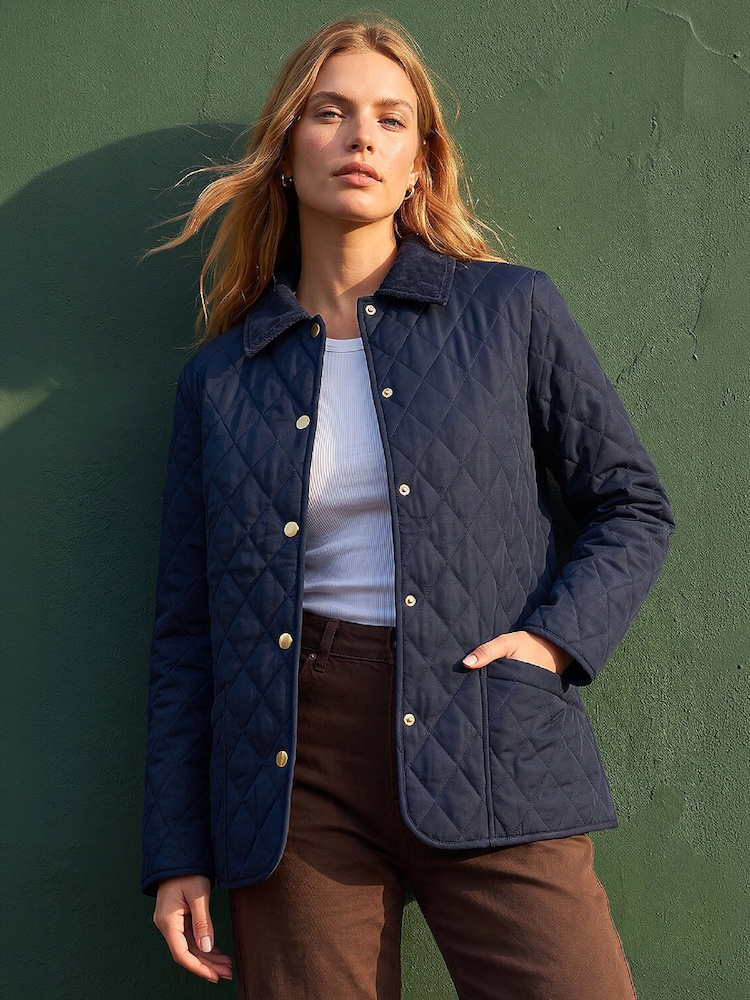 Roman Blue Quilted Collar Jacket - Image 1 of 4