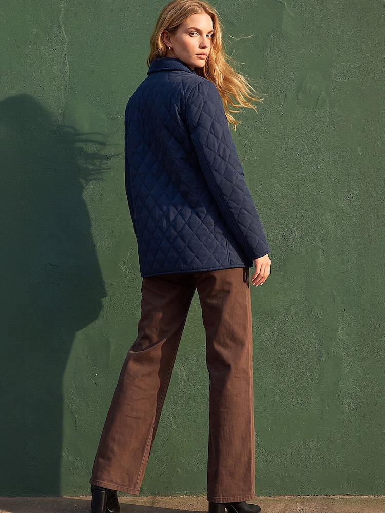 Roman Blue Quilted Collar Jacket - Image 4 of 4