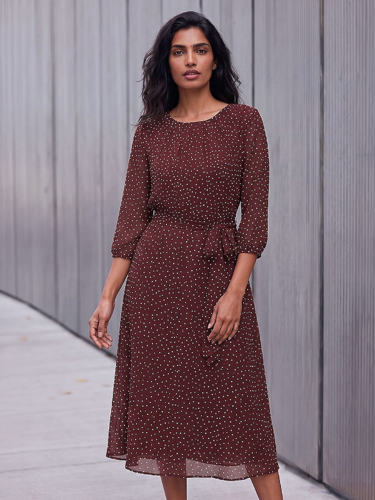 Roman Purple Spot Fit and Flare Dress - Image 1 of 4 Roman Purple Spot Fit and Flare Dress - Image 1 of 4