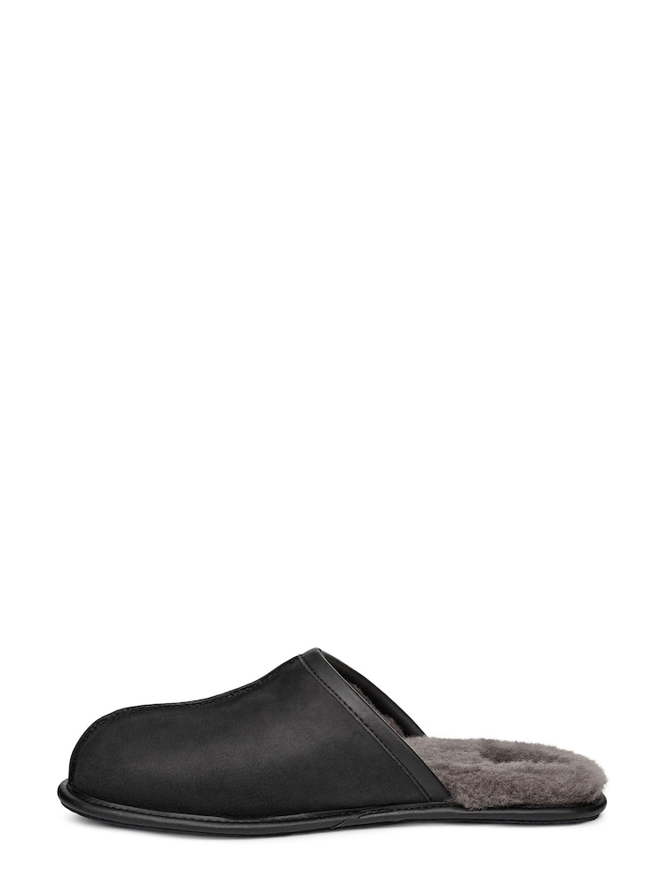 UGG Black Leather Scuff Slippers - Image 2 of 6