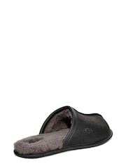 UGG Black Leather Scuff Slippers - Image 4 of 6