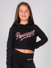 Pineapple Black Leopard Girls Logo Crop Hoodie - Image 1 of 5