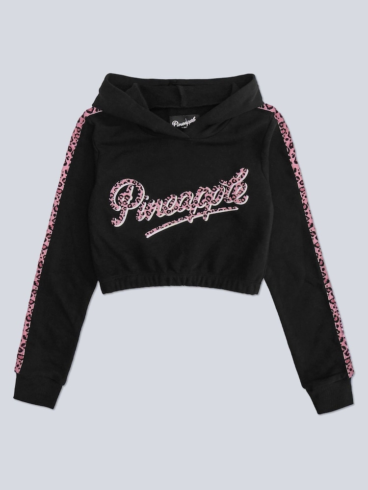 Pineapple Black Leopard Girls Logo Crop Hoodie - Image 5 of 5