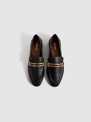 Reiss Black Angela Leather Rounded Loafers - Image 3 of 5