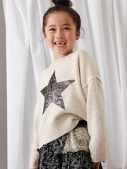 Mint Velvet Oatmeal Sequin Star Knit Jumper - Image 1 of 9