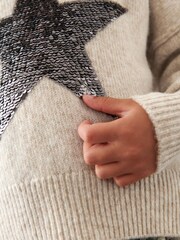 Mint Velvet Oatmeal Sequin Star Knit Jumper - Image 5 of 9