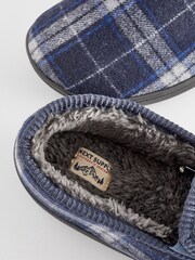 Navy Blue Check Closed Back Slippers - Image 5 of 6