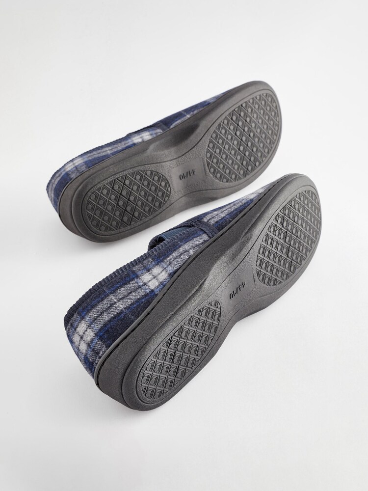 Navy Blue Check Closed Back Slippers - Image 6 of 6