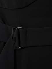 Reiss Black Nylah Cross-Back Belted Bodycon Midi Dress - Image 6 of 6