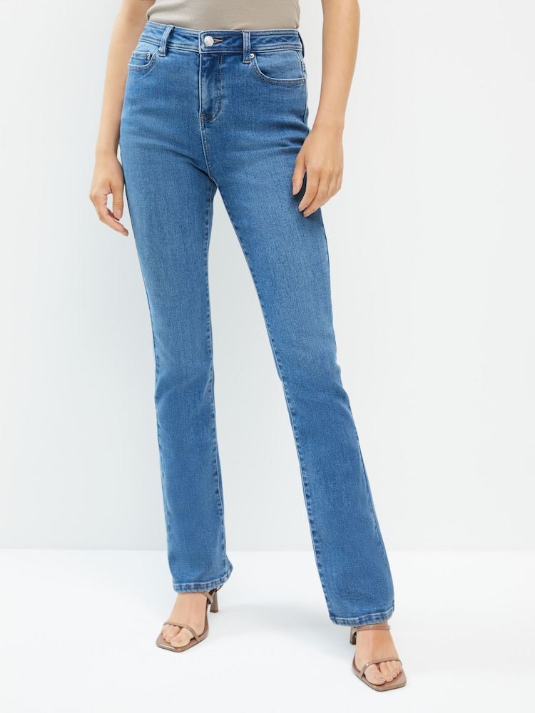 Mid Blue Cosy Brushed Bootcut Jeans - Image 1 of 8 Mid Blue Cosy Brushed Bootcut Jeans - Image 1 of 8