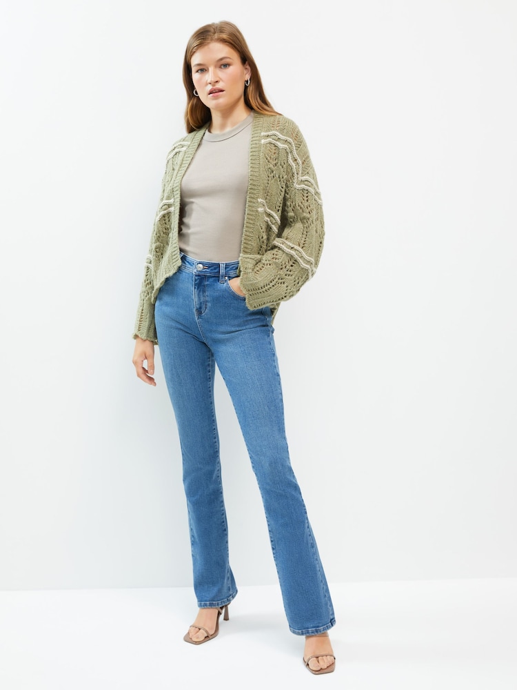 Mid Blue Cosy Brushed Bootcut Jeans - Image 2 of 8 Mid Blue Cosy Brushed Bootcut Jeans - Image 2 of 8