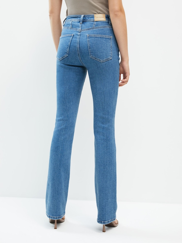 Středně modrá - Pohodlné česané džíny střihu bootcut - Image 3 of 8