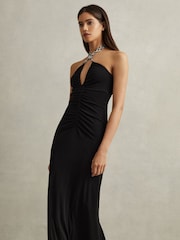 Reiss Black Bodycon Jersey Maxi Dress - Image 1 of 6