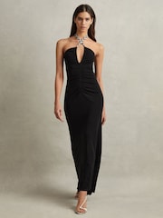 Reiss Black Bodycon Jersey Maxi Dress - Image 4 of 6
