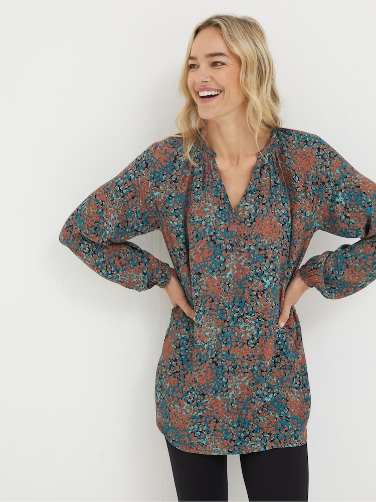 FatFace Green Faye Textured Spot Tunic - Image 1 of 2 FatFace Green Faye Textured Spot Tunic - Image 1 of 2
