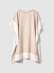 Reiss Nude/White Alani Colourblock Side Drape Tunic - Image 2 of 7