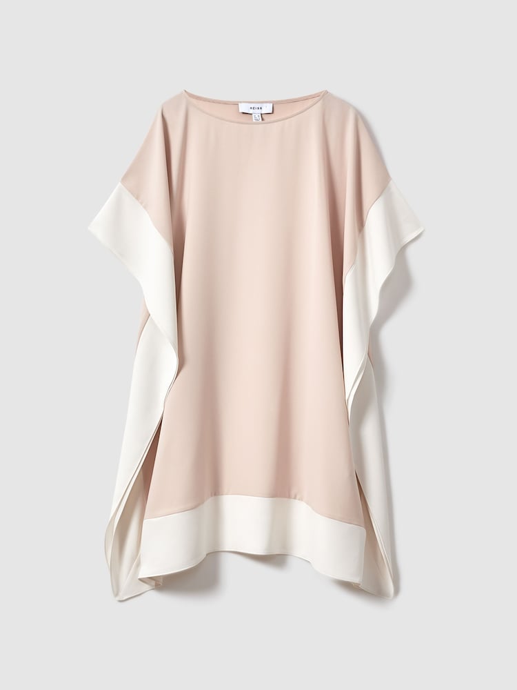 Reiss Nude/White Alani Colourblock Side Drape Tunic - Image 2 of 7