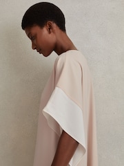 Reiss Nude/White Alani Colourblock Side Drape Tunic - Image 4 of 7