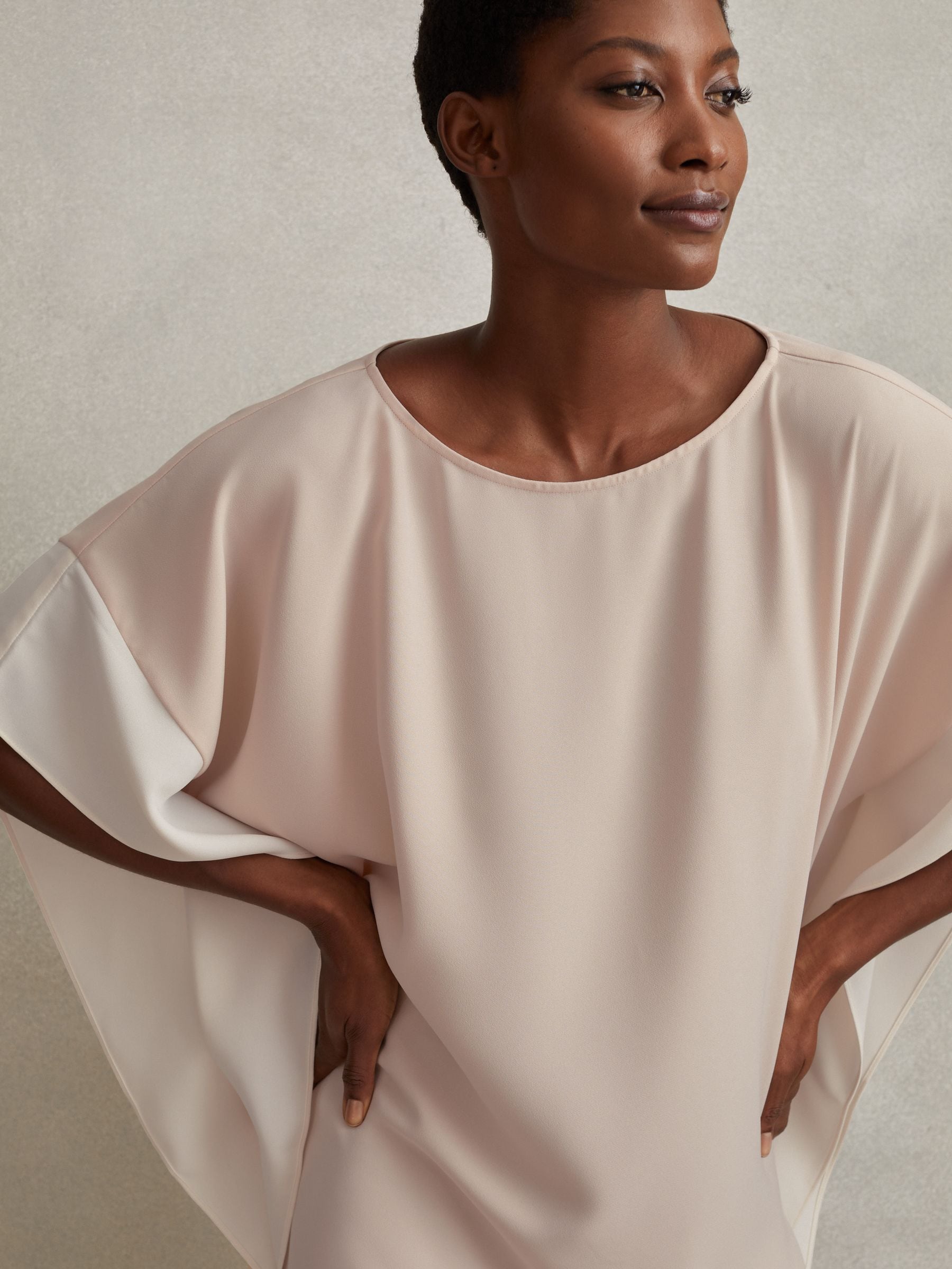 Buy Reiss Nude/White Alani Colourblock Side Drape Tunic from Next